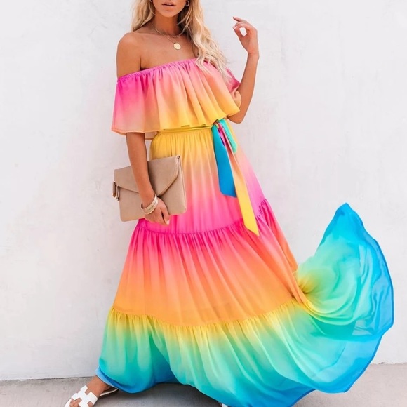 Princess Polly Dresses & Skirts - Rainbow Maxi Dress